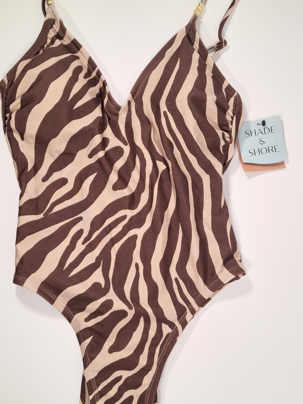 Shade & Shore Brown Zebra One-Piece Swimsuit